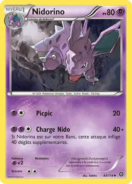 Nidorino, carte Pokémon STS 44 — extension Offensive Vapeur