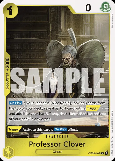 Professor Clover, One Piece card OP09-102 — EMPERORS IN THE NEW WORLD set