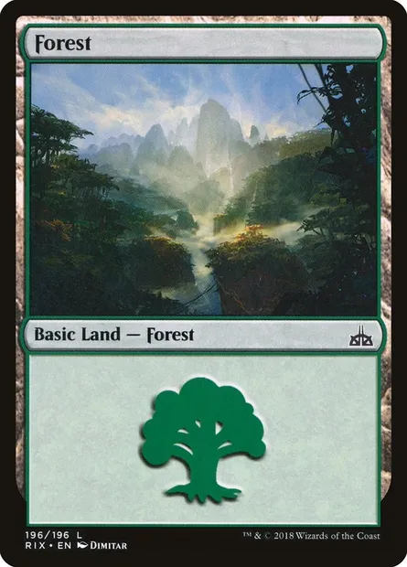 Forest, Magic card RIX 196 — Rivals of Ixalan set