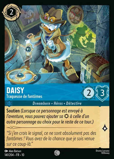 Daisy - Traqueuse de fantômes, carte Disney Lorcana CH10-141 — extension Lueurs dans les Profondeurs