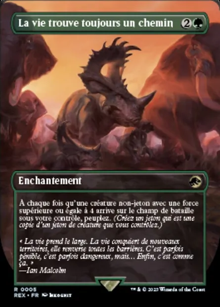 La vie trouve toujours un chemin, carte Magic REX 5 — extension Jurassic World Collection
