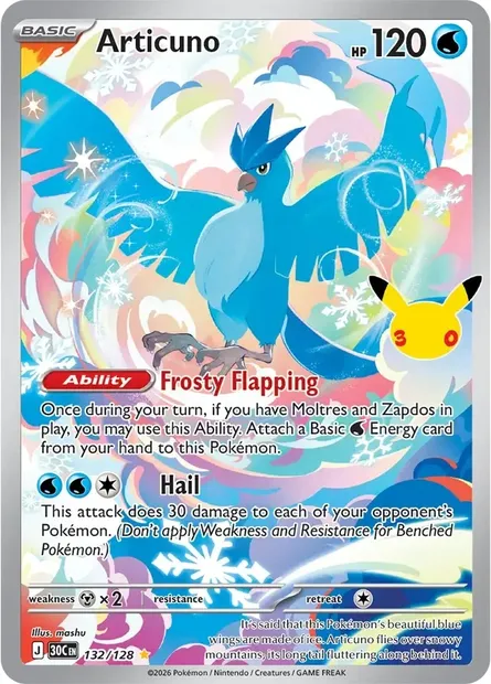 Articuno, Pokémon card 30C 132 — 30th Celebration set