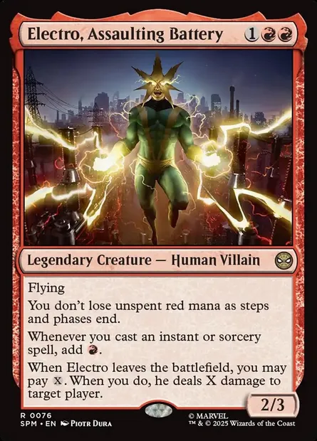 Electro, Assaulting Battery, Magic card SPM 76 — Marvel's Spider-Man set