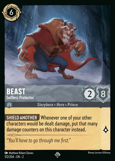 Beast - Selfless Protector, Disney Lorcana card CH2-172 — Rise of the Floodborn set