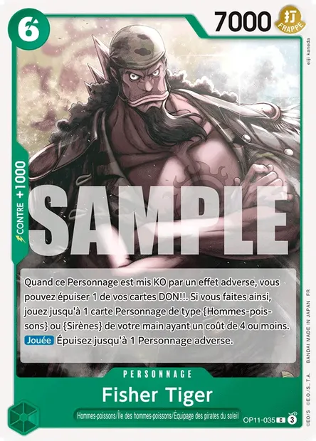 Fisher Tiger, carte One Piece OP11-035 — extension DES POINGS VIFS COMME L'ÉCLAIR