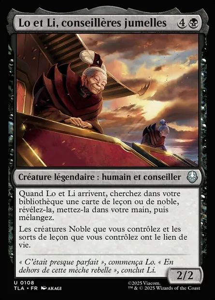 Lo et Li, conseillères jumelles, carte Magic TLA 108 — extension Avatar: The Last Airbender