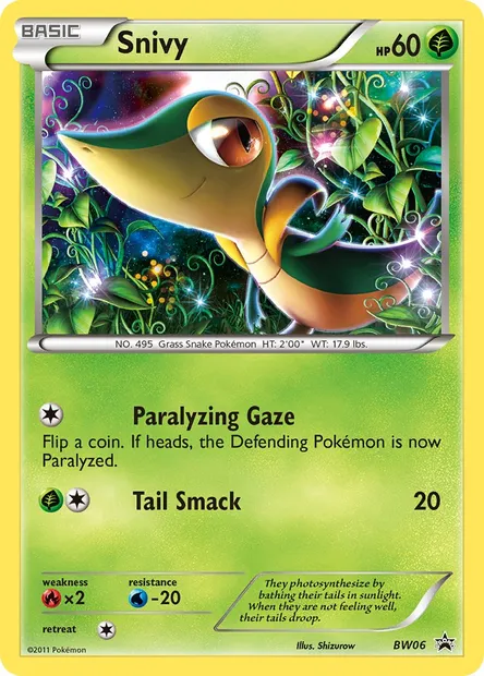 Snivy, Pokémon card BW 06 — BW Black Star Promos set