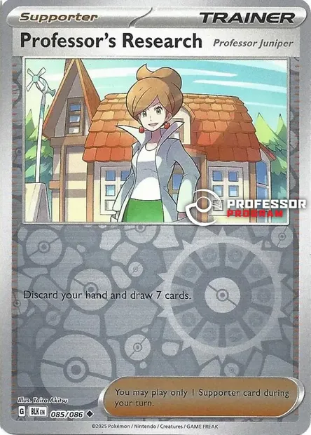 Professor's Research - Professor Juniper, Pokémon card PROF 085 — Professor Program set