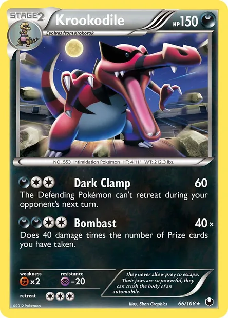 Krookodile, Pokémon card DEX 66 — Dark Explorers set
