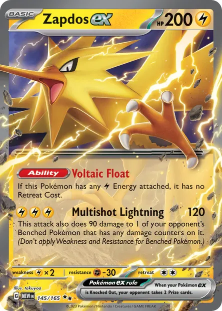 Zapdos ex, Pokémon card MEW 145 — 151 set