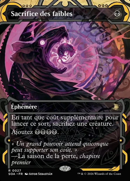 Sacrifice des faibles, carte Magic SOA 27 — extension Secrets of Strixhaven Mystical Archive