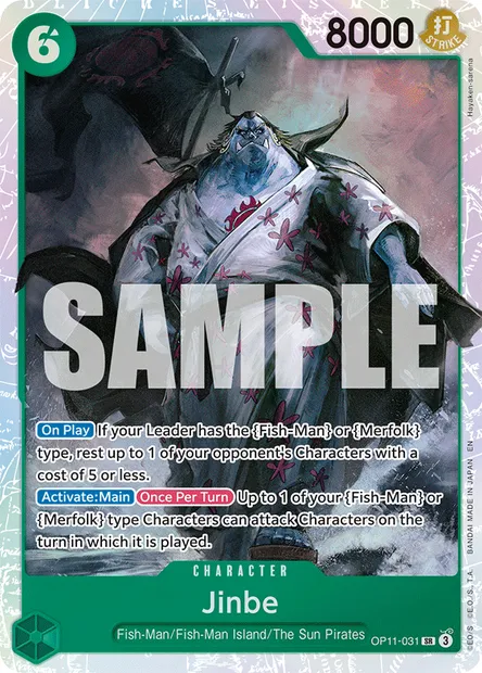 Jinbe, One Piece card OP11-031 — A FIST OF DIVINE SPEED set