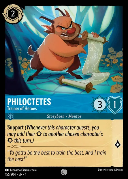 Philoctetes - Trainer of Heroes, Disney Lorcana card CH1-156 — The First Chapter set