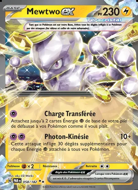 Mewtwo-ex, carte Pokémon PAR 058 — extension Faille Paradoxe
