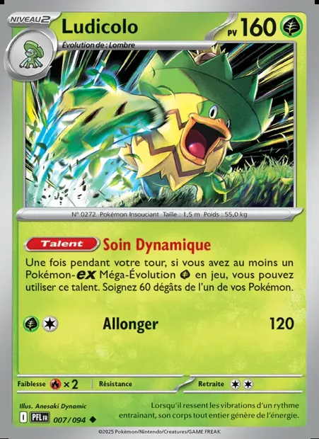 Ludicolo, carte Pokémon PFL 007 — extension Flammes Fantasmagoriques