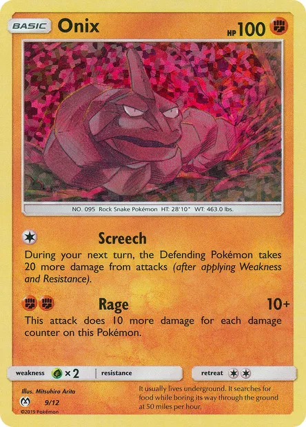 Onix, carte Pokémon MCD19 9 — extension McDonald's Collection 2019