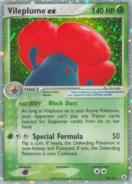 Vileplume ex, Pokémon card HL 100 — Hidden Legends set