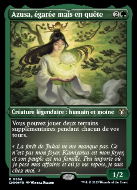 Azusa, égarée mais en quête, carte Magic CMM 554 — extension Commander Masters
