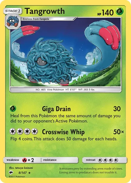 Tangrowth, Pokémon card BUS 8 — Burning Shadows set
