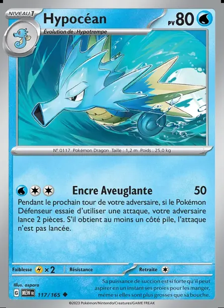 Hypocéan, carte Pokémon MEW 117 — extension 151
