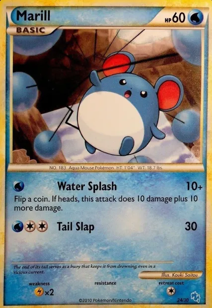 Marill, carte Pokémon TK4G 024 — extension HS Trainer Kit (Gyarados)