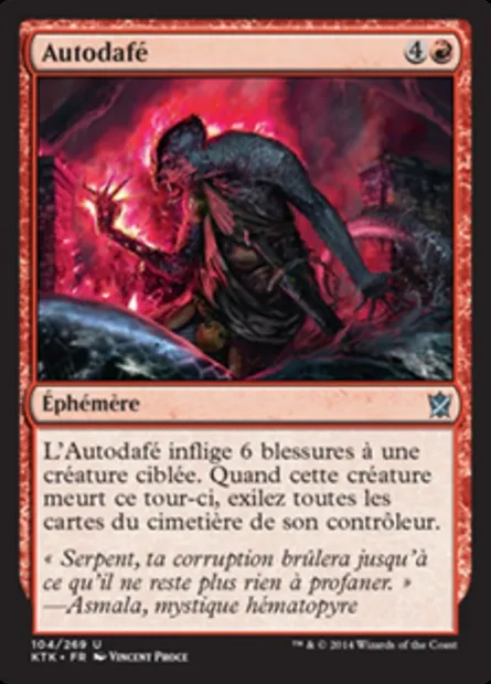 Autodafé, carte Magic KTK 104 — extension Les Khans de Tarkir