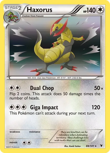 Haxorus, Pokémon card NVI 88 — Noble Victories set
