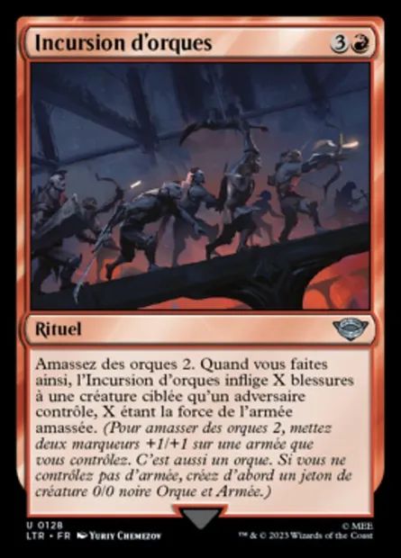Incursion d'orques, carte Magic LTR 128 — extension Le Seigneur des Anneaux : chroniques de la Terre du Milieu