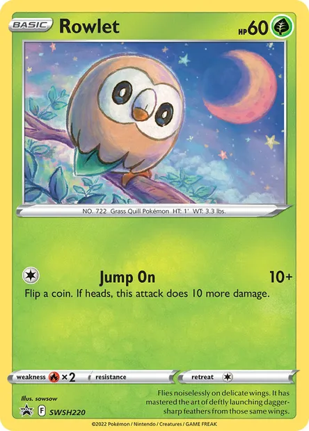 Rowlet, Pokémon card SWSH 220 — SWSH Black Star Promos set