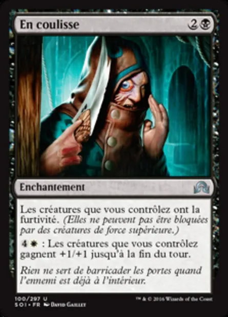 En coulisse, carte Magic SOI 100 — extension Ténèbres sur Innistrad
