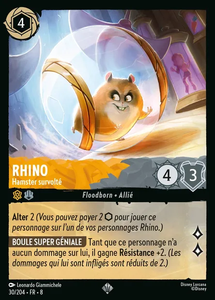 Rhino - Hamster survolté, carte Disney Lorcana CH8-030 — extension Le Règne de Jafar