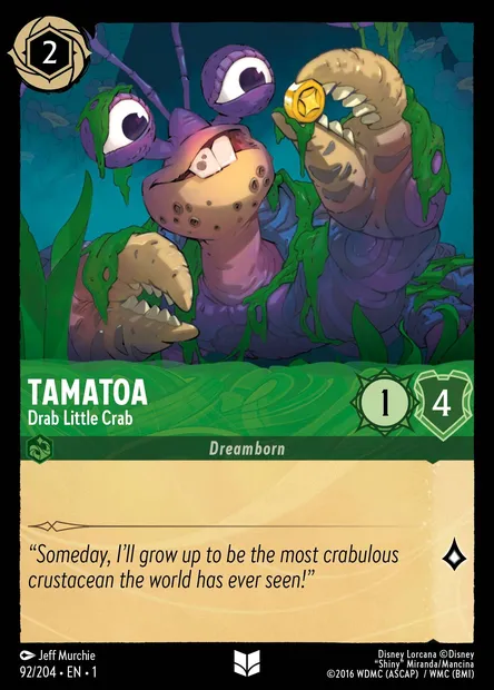 Tamatoa - Drab Little Crab, Disney Lorcana card CH1-092 — The First Chapter set