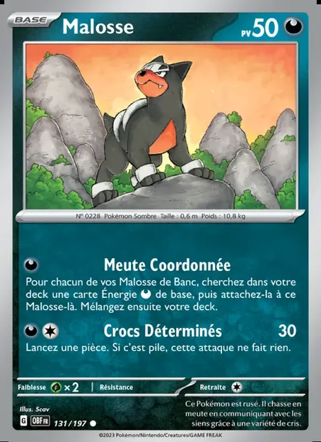Malosse, carte Pokémon OBF 131 — extension Flammes Obsidiennes
