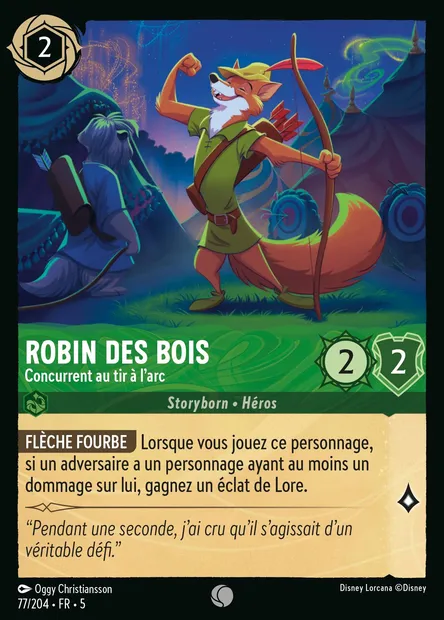 Robin des Bois - Concurrent au tir à l'arc, carte Disney Lorcana CH5-077 — extension Ciel Scintillant