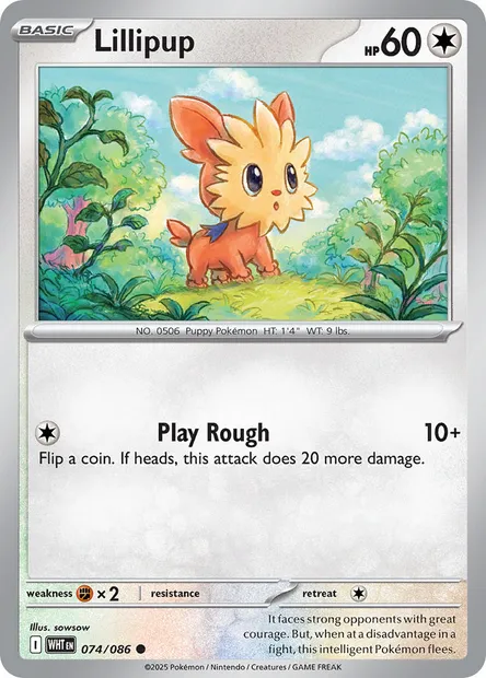 Lillipup, Pokémon card WHT 074 — White Flare set