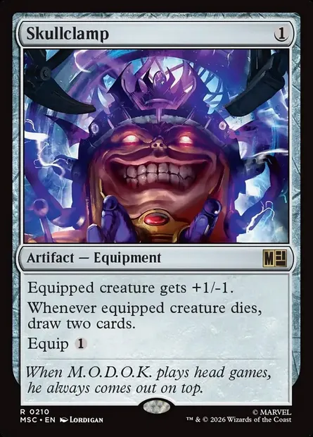 Skullclamp, Magic card MSC 210 — Marvel Super Heroes Commander set