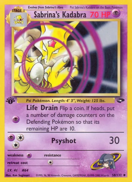Sabrina's Kadabra, carte Pokémon GC 58 — extension Gym Challenge