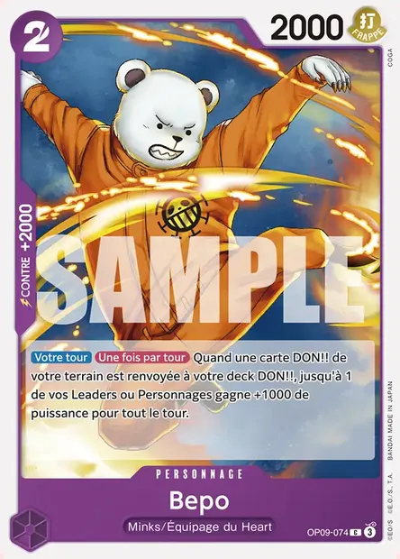 Bepo, carte One Piece OP09-074 — extension LES NOUVEAUX EMPEREURS