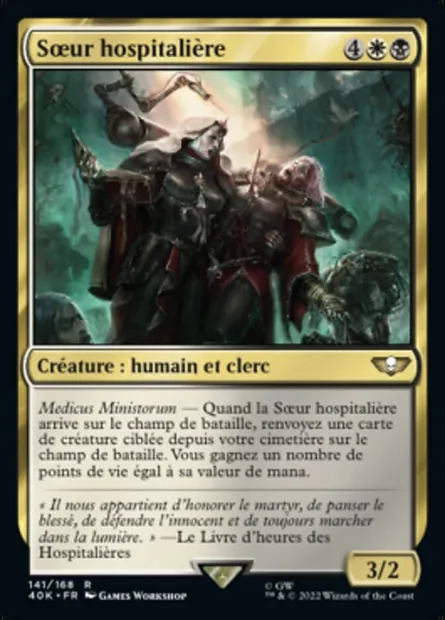 Sœur hospitalière, carte Magic 40K 141 — extension Warhammer 40,000 Commander
