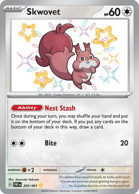 Skwovet, Pokémon card PAF 205 — Paldean Fates set