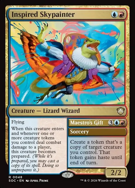 Inspired Skypainter // Maestro's Gift, Magic card SOC 48 — Secrets of Strixhaven Commander set