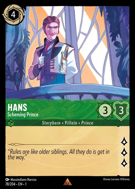 Hans - Scheming Prince, Disney Lorcana card CH1-078 — The First Chapter set