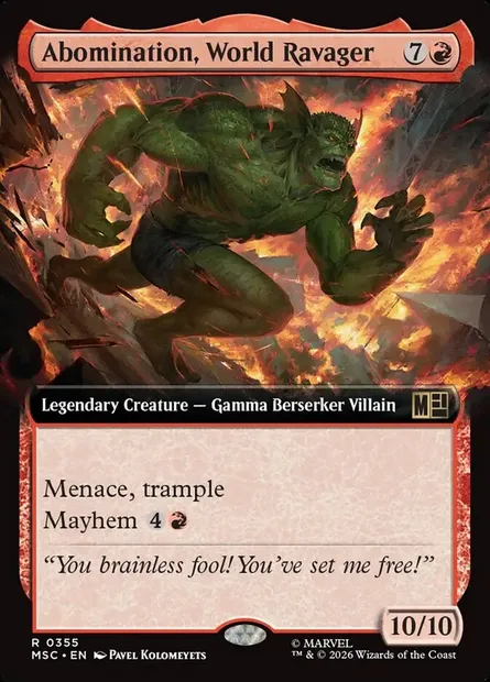 Abomination, World Ravager, Magic card MSC 355 — Marvel Super Heroes Commander set