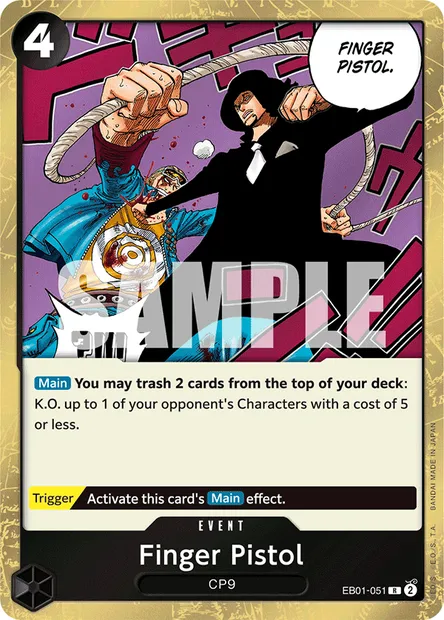 Finger Pistol, One Piece card EB01-051 — MEMORIAL COLLECTION set