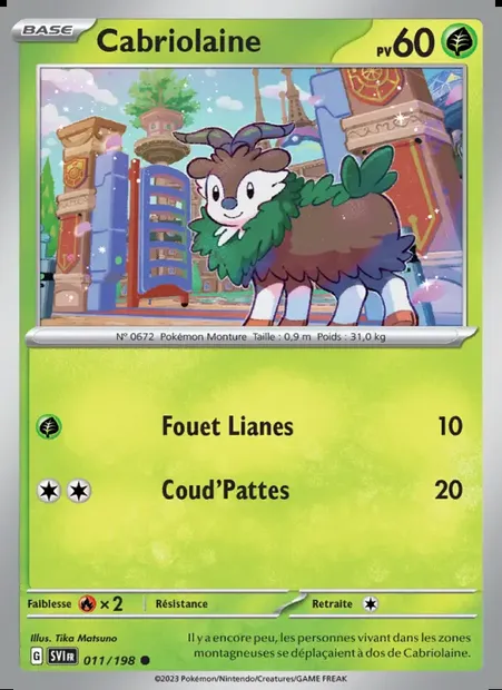 Cabriolaine, carte Pokémon SVI 011 — extension Écarlate et Violet