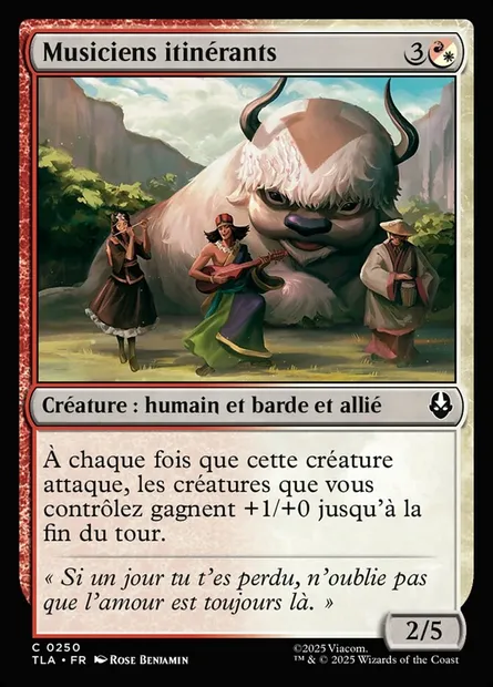 Musiciens itinérants, carte Magic TLA 250 — extension Avatar: The Last Airbender