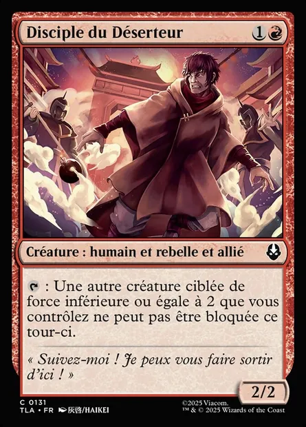 Disciple du Déserteur, carte Magic TLA 131 — extension Avatar: The Last Airbender