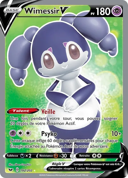 Wimessir V, carte Pokémon SSH 192 — extension Épée et Bouclier