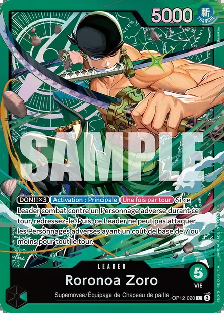 Roronoa Zoro, carte One Piece OP12-020 — extension L'HÉRITAGE DU MAÎTRE