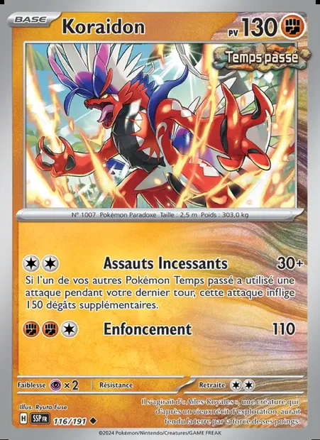 Koraidon, carte Pokémon SSP 116 — extension Étincelles Déferlantes